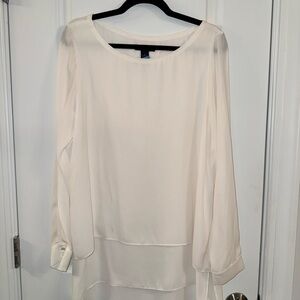 White House Black Market Cream Layered Blouse – Size 12